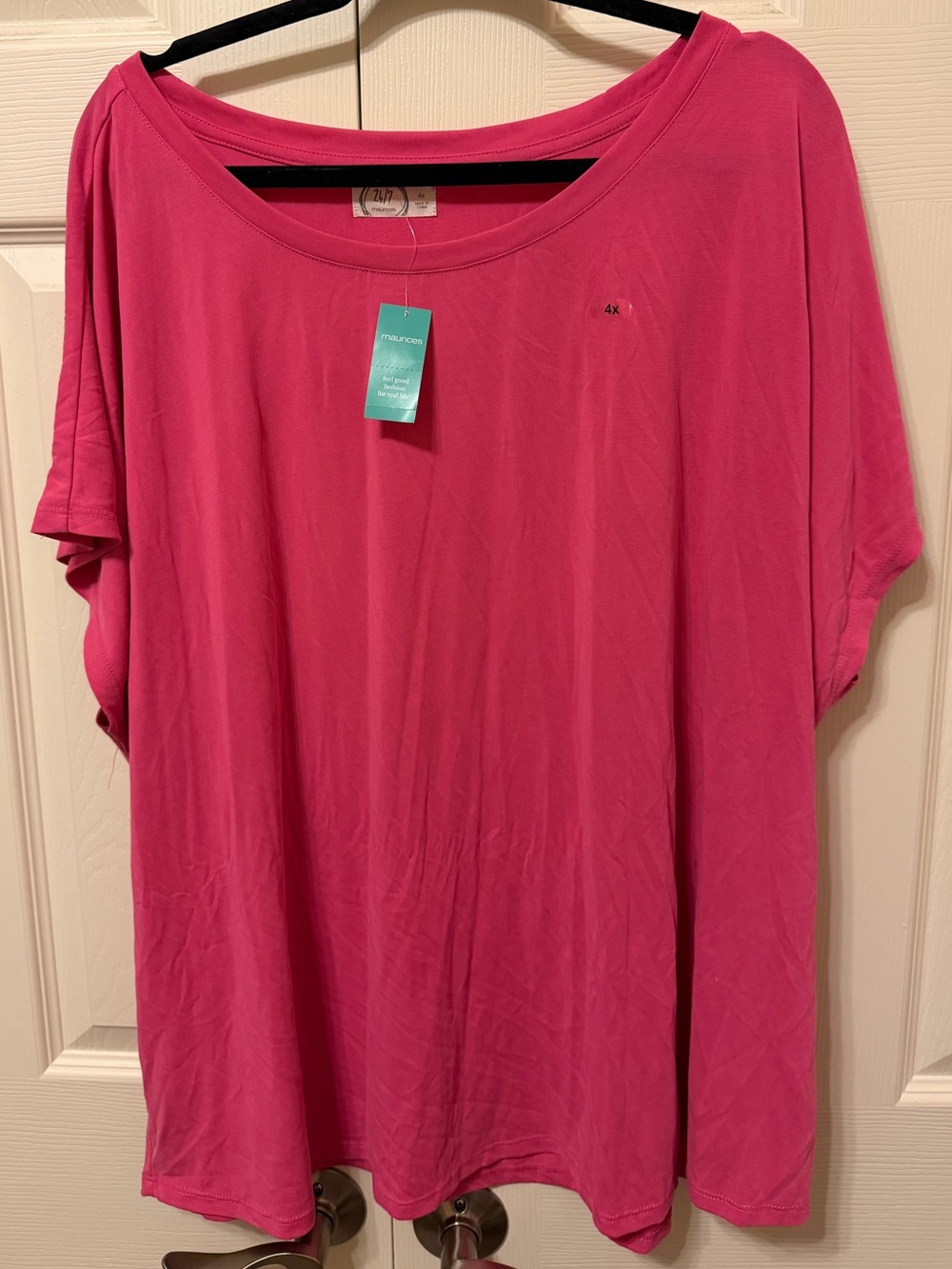 Plus Size Maurices Pink Scoop Neck Short Sleeve Top